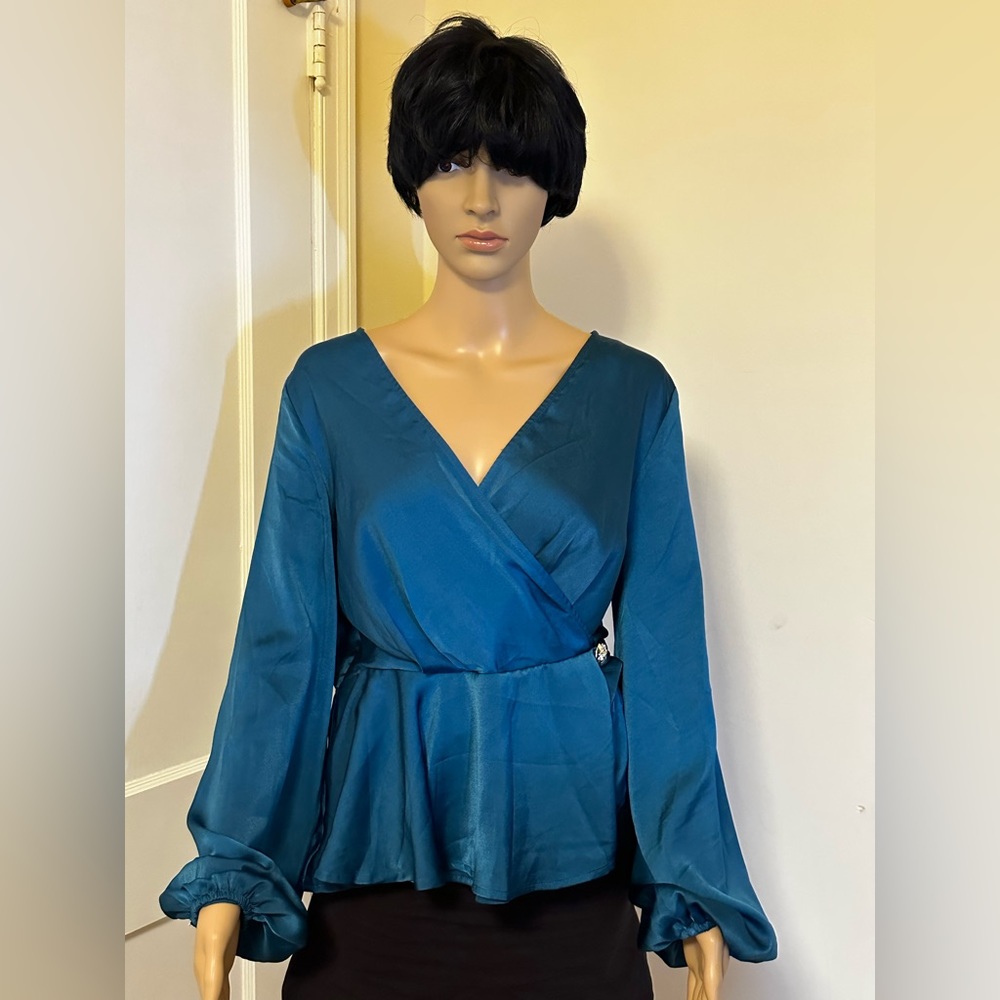 NWOT -  SHEIN  Women Solid Wrap Button Side Blouse - Size L